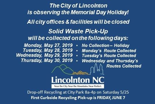 Memorial Day 2019 - Solid Waste Schedule